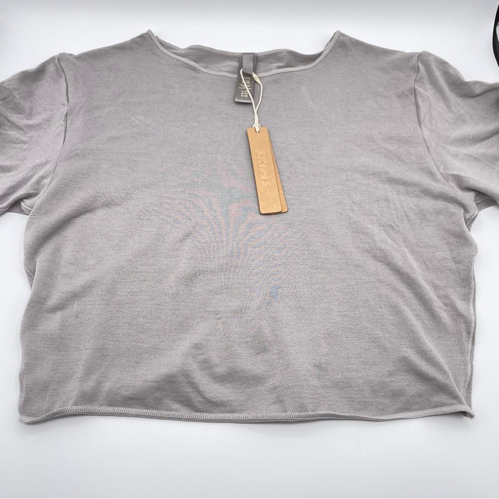 SKIMS Washed Jersey Cropped T-Shirt ,Color Smoke, Size L/XL NWT